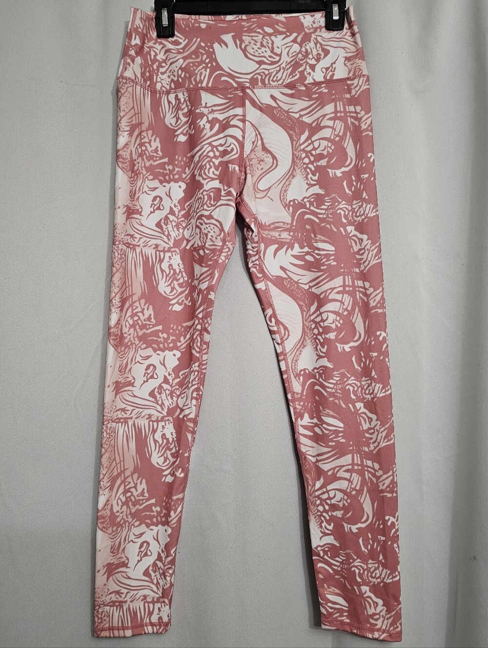 Athletic Yoga Sporty wide waistband Leggings Size M Pink White New Boutique Item - Picture 2 of 8